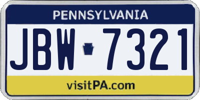 PA license plate JBW7321