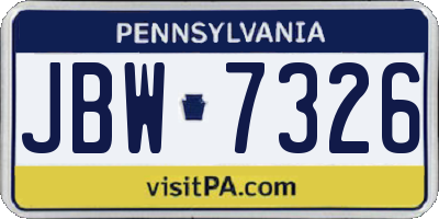 PA license plate JBW7326