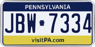 PA license plate JBW7334