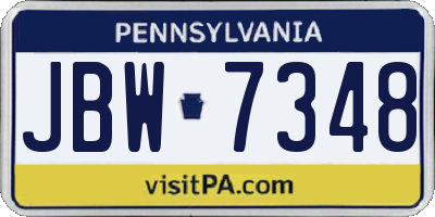 PA license plate JBW7348