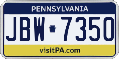 PA license plate JBW7350