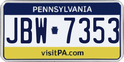PA license plate JBW7353