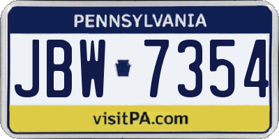 PA license plate JBW7354