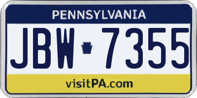 PA license plate JBW7355