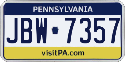 PA license plate JBW7357