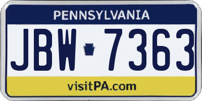 PA license plate JBW7363