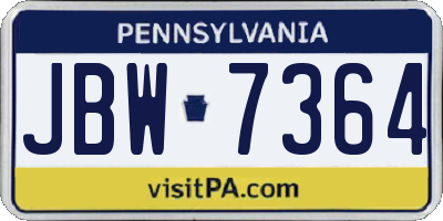 PA license plate JBW7364