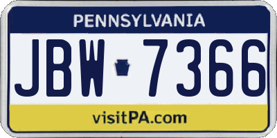 PA license plate JBW7366
