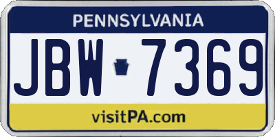PA license plate JBW7369