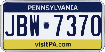 PA license plate JBW7370