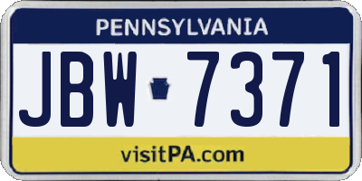PA license plate JBW7371