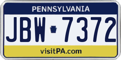 PA license plate JBW7372