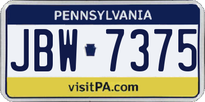 PA license plate JBW7375