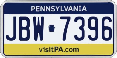 PA license plate JBW7396