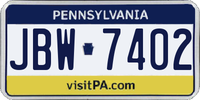 PA license plate JBW7402