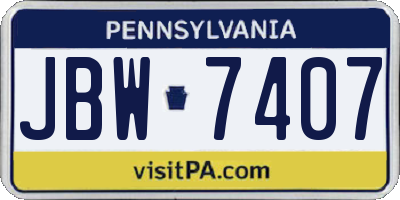 PA license plate JBW7407