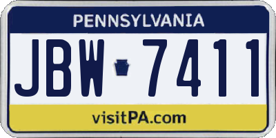 PA license plate JBW7411