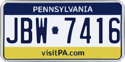 PA license plate JBW7416