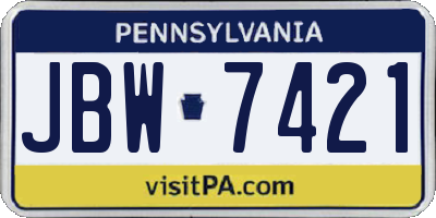 PA license plate JBW7421