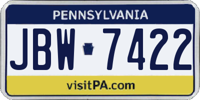 PA license plate JBW7422