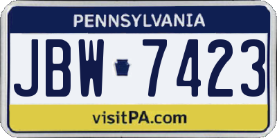 PA license plate JBW7423