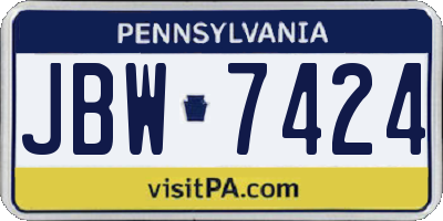 PA license plate JBW7424