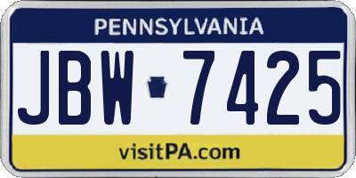 PA license plate JBW7425