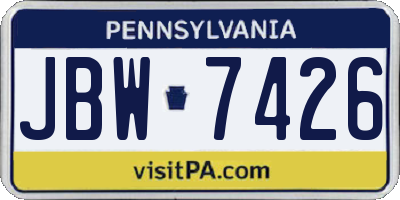 PA license plate JBW7426