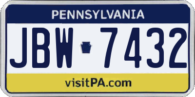 PA license plate JBW7432
