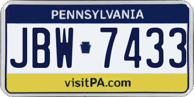 PA license plate JBW7433