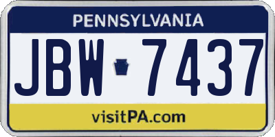 PA license plate JBW7437