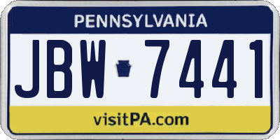 PA license plate JBW7441
