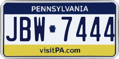 PA license plate JBW7444