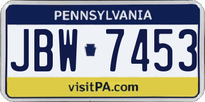 PA license plate JBW7453