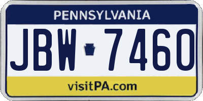 PA license plate JBW7460