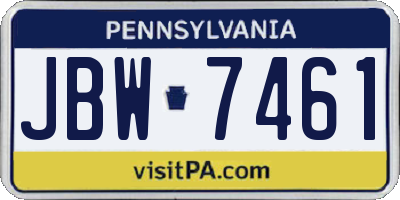 PA license plate JBW7461