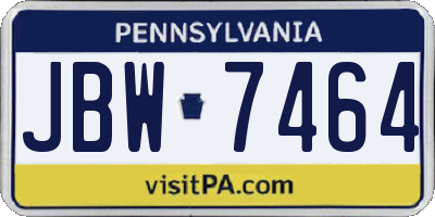 PA license plate JBW7464