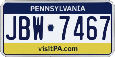 PA license plate JBW7467