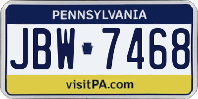PA license plate JBW7468