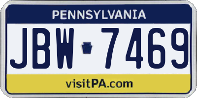 PA license plate JBW7469
