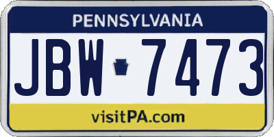 PA license plate JBW7473