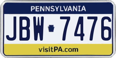 PA license plate JBW7476