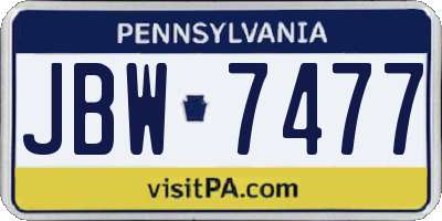 PA license plate JBW7477