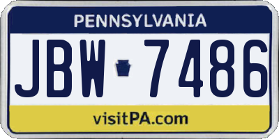 PA license plate JBW7486