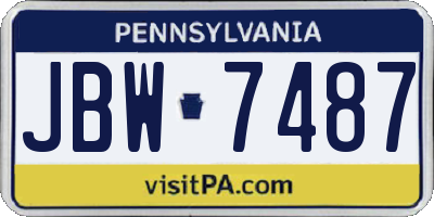 PA license plate JBW7487