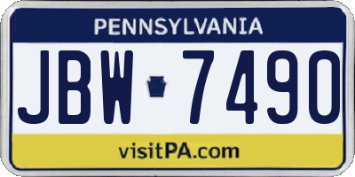 PA license plate JBW7490