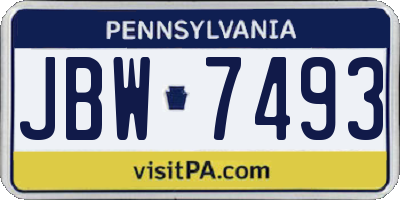 PA license plate JBW7493
