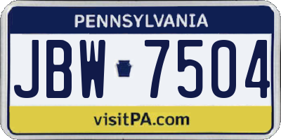 PA license plate JBW7504
