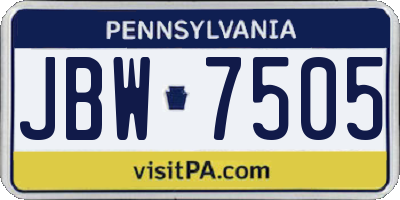 PA license plate JBW7505