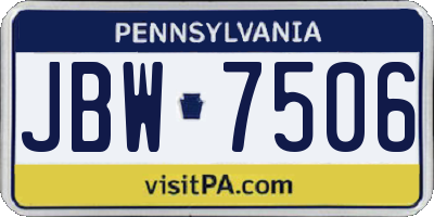 PA license plate JBW7506